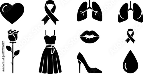 National Wear Red Day healthcare icons collection