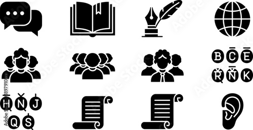 International Mother Language Day icons and symbols collection