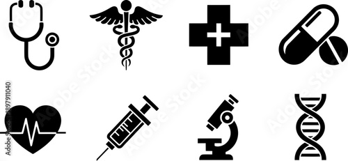 National Women Physicians Day medical icons collection