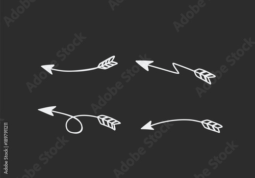 doodle hand drawn archer arrow set