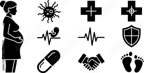 Pregnancy infection prevention icons for International Prenatal Infection Prevention Month