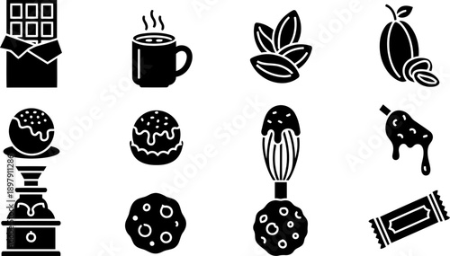 Chocolate treats icons for Celebration of Chocolate Month