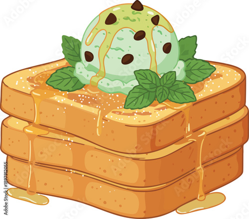 Butter French Toast With MInt Choc Chip