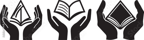 Black and white icons of hands holding and touching smartphone screens, indicating user interaction.