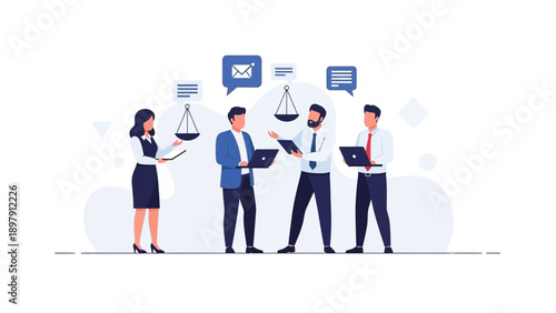 Business Team Discussing Legal Balance and Communication