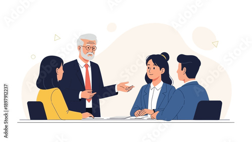 Business Meeting: Diverse Team Discussing Ideas with Senior Leader