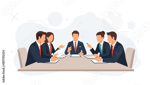 Business Meeting Team Collaboration Strategy Discussion at Conference Table