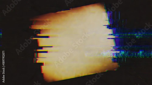 Distorted old scroll paper with glitch effect and digital noise, abstract background footage