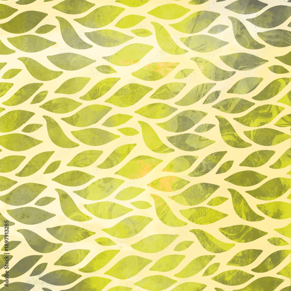 Fototapeta premium Organic Green Leaves Seamless Pattern with Textured Details