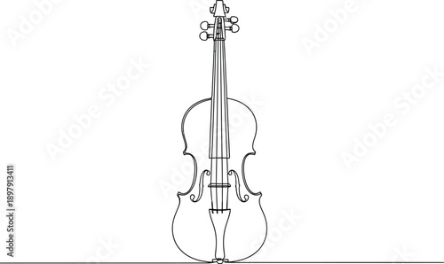 Violin musical instrument outline drawing.