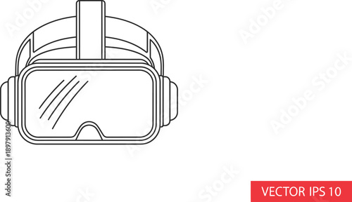Virtual reality headset graphic shows digital.
