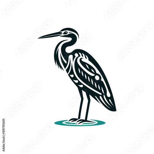 Maori Inspired Heron Vector 
