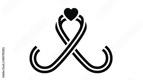 Heart Awareness Ribbon Icon for Health Charity Campaigns, Fundraising, Patient Advocacy and Nonprofit Healthcare Programs Vector Illustration