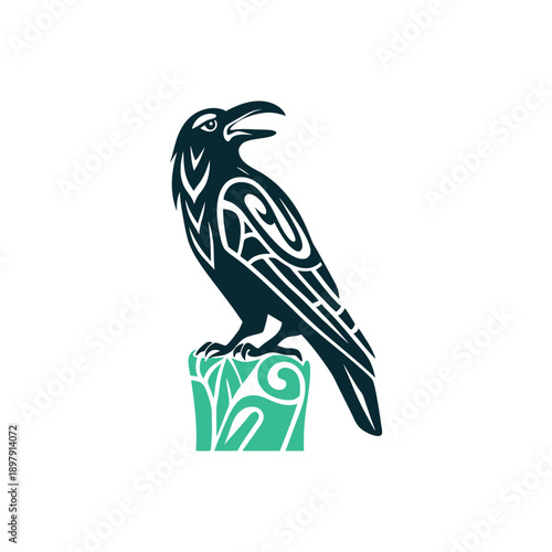 Maori Raven Vector Icon, Tribal Art Symbol