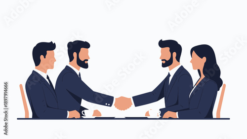 Business meeting handshake, agreement, partnership, teamwork, success, corporate collaboration
