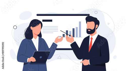 Business meeting with analytics presentation, teamwork and strategy discussion