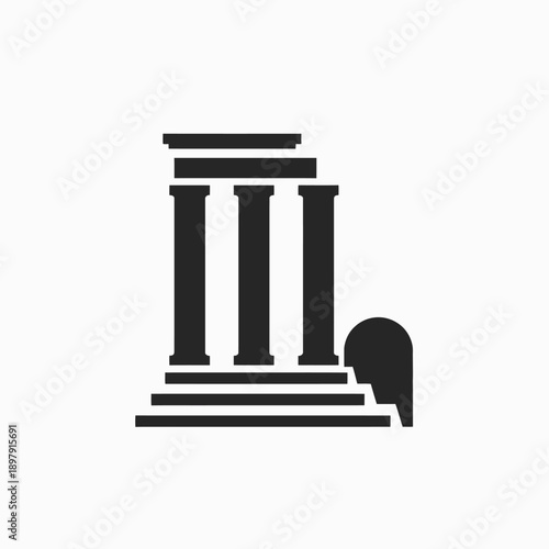 Fotografia Roman Forum Ruins Outline Vector Illustration Ancient Rome Line Art