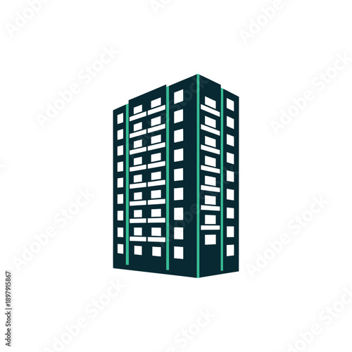 Modern Building Icon, Simple Vector Illustration