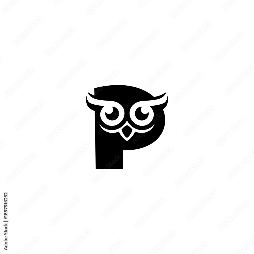 Naklejka premium Clean owl head forming Letter...