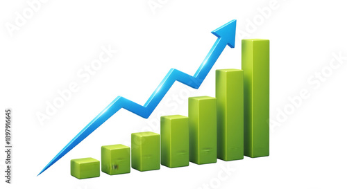 Increasing trend graph with green bars and blue arrow isolated on transparent background Free Download Increasing trend graph with green bars and blue arrow isolated on transparent background - GFXLoad