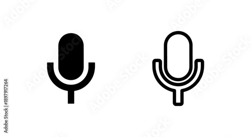 Professional Studio Microphone Icons for Podcast Recording and Vocal Music Broadcast Sets