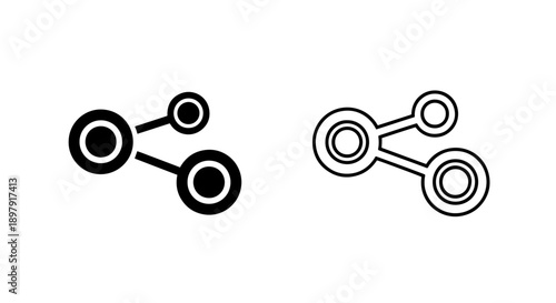 Concentric circle node sharing icons illustrating data transfer and communication network concepts