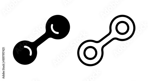 Linked dual node icons symbolizing communication and bilateral data connection in minimalist styles