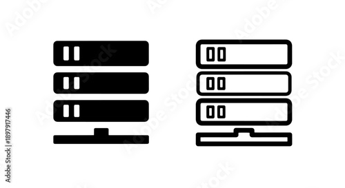 Data center server rack icons depicting hosting hardware and network storage infrastructure