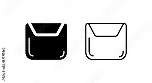 Minimalist pocket and folder icons representing storage and personal organization in flat and outline