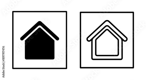 Homepage house icons inside squares representing real estate and domestic living concepts
