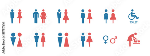 Restroom icon set. Vector illustration.