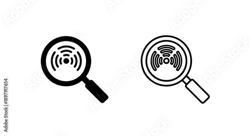 Magnifying Glass Search Icon for Wireless WiFi Signal and Network Connection