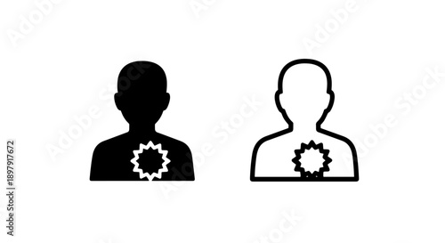 Human Silhouette with Energy Spark in Chest Icon Representing Inner Strength