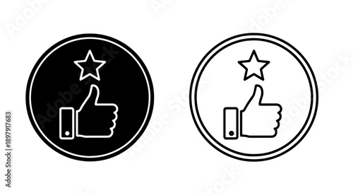 Thumbs Up and Star Feedback Icon for High Quality Customer Rating