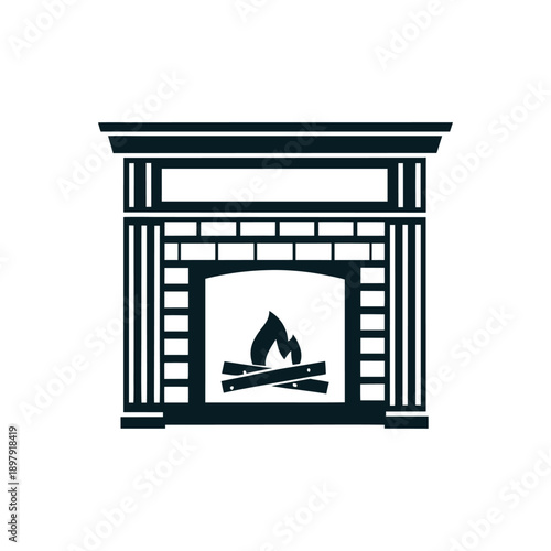 Elegant Fireplace Vector Icon - Cozy Home Decor