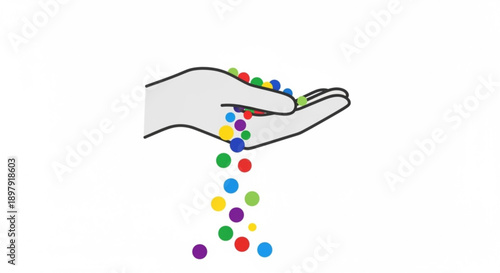 Hand Dropping Colorful Pill Capsules on White Background