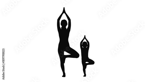 Two people practicing yoga together outdoors.