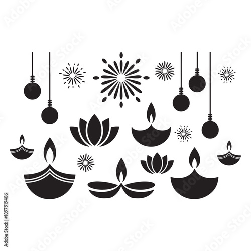 Flat Vector New Year Symbols Collection Festive Holiday Design