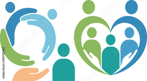 Community Care and Family Support Flat Illustration Representing Healthcare Protection Social Unity Compassion Assistance and People Centered Wellness Concept