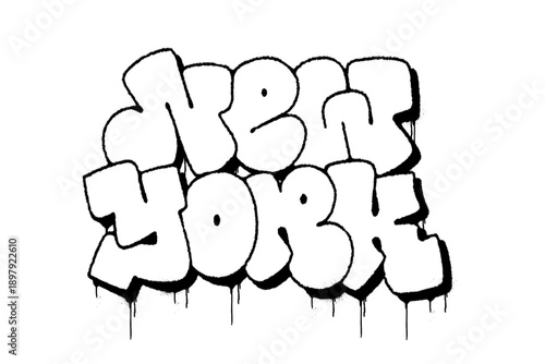 New york graffiti throw up vector drips tag texture isolated spray paint