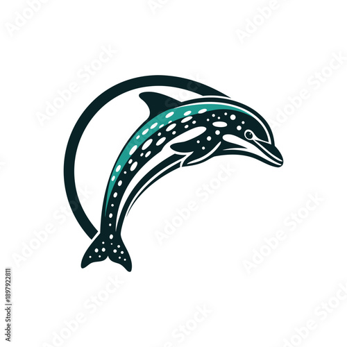 Dolphin Vector Icon with Circle Element