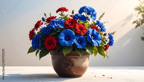 Patriotic Floral Arrangement in a Pot.