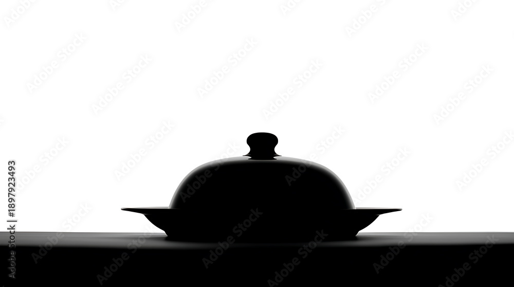 Obraz premium Shadowed Butter Dish: A striking black and white photo of a butter dish, the simple lines and shapes create a sense of elegance, ideal for food, home, or design.