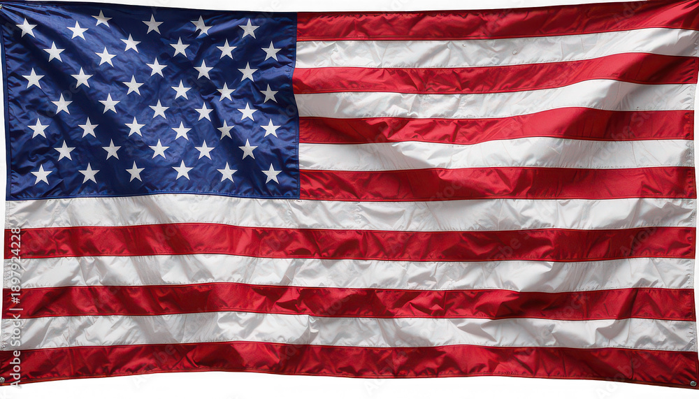 Obraz premium American flag waving with red white and blue colors stars and stripes on a white background symbolizing freedom and patriotism in the united states