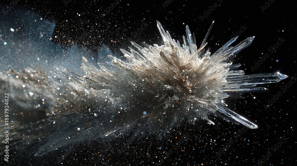 Fototapeta premium A mesmerizing view of a crystal explosion, a study of crystalline structures in science.