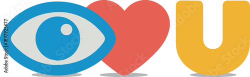 Eye Heart U Icons Keywords: eye, heart, U, love, you, symbol, icon, graphic, design