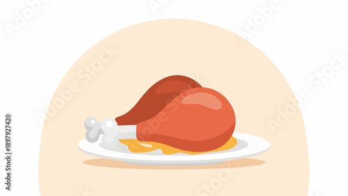 Two delicious roasted chicken legs on a white plate with yellow sauce