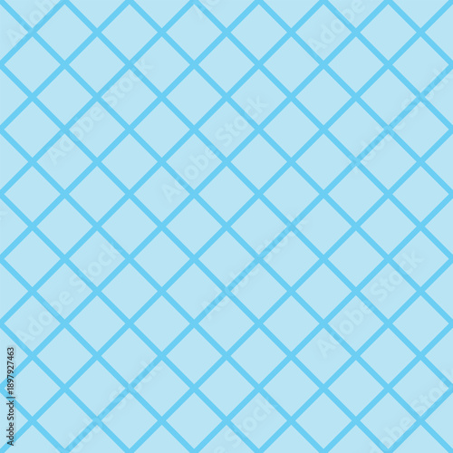 Seamless sky-blue diagonal grid vector on a pale blue background. Simple geometric design suitable for wallpaper, pattern design, wrapping paper, and digital projects.