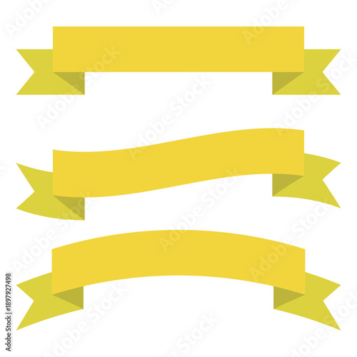 リボン　黄色　イラスト　ベクター
