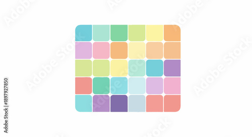 Soft, rounded pastel squares arranged in a grid on a white background